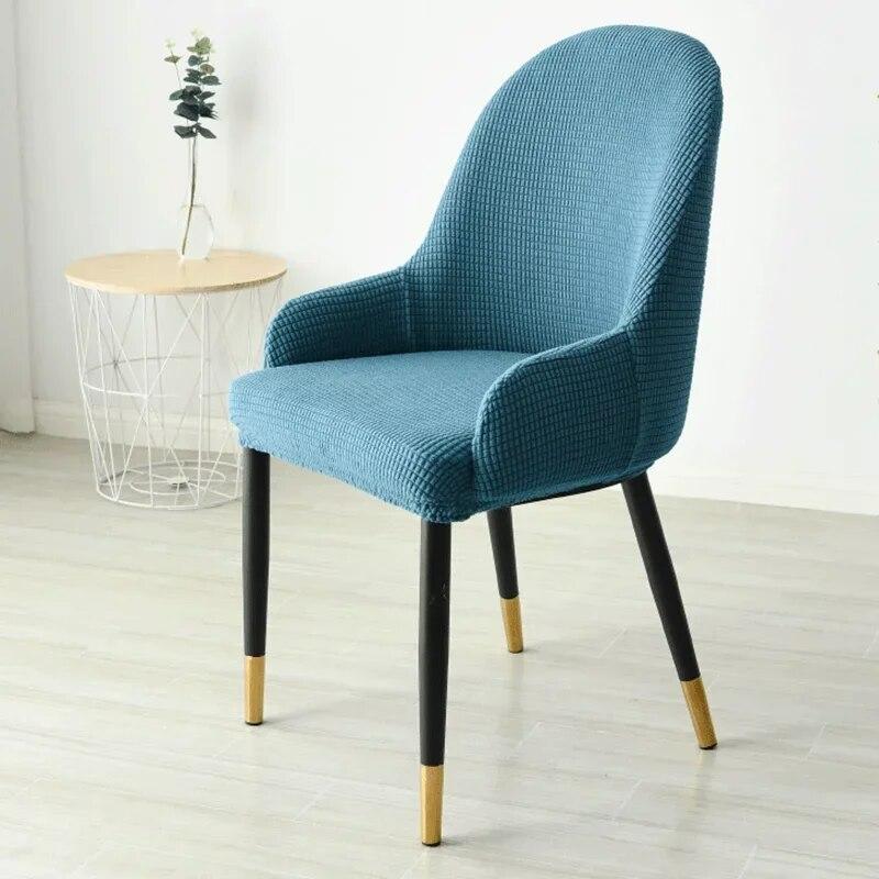 1/2/4/6pcs Polar Fleece Dining Chair Cover Elastic All-inclusive Solid Color Curved Back Chair Slipcovers Furniture Protector