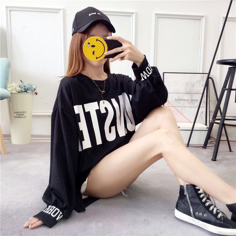 Plus Size Loose Long Sleeve Hoodie Women's Spring Autumn Sweatshirts Casual Round Neck Tops