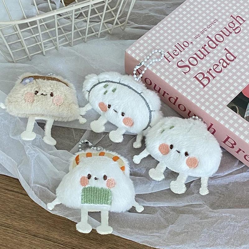 Cute Sushi Dumpling Food Doll Keychain Girls Cartoon Soft Stuffed Plush Keyring Women Bag Accessories