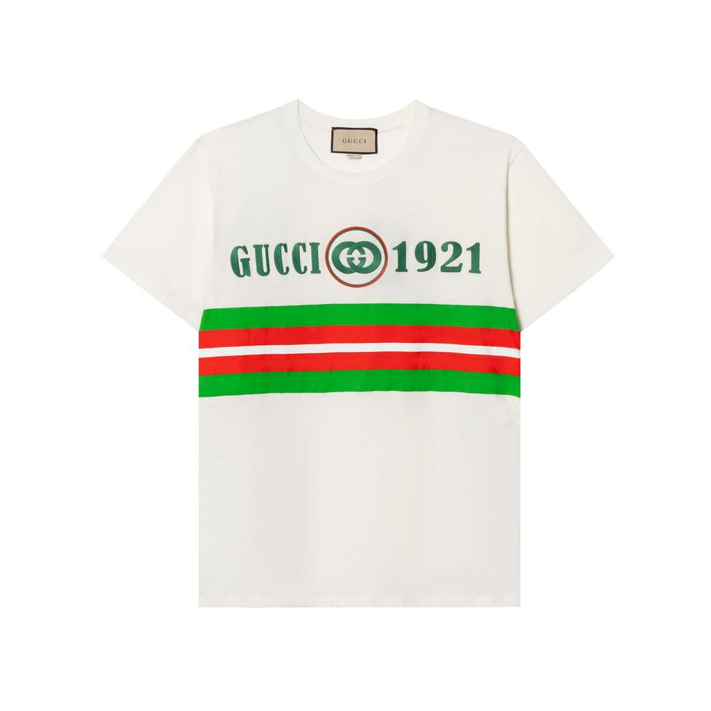 Gucci 1921 T Shirts Women's White Crew Neck Moderate 615044-XJD5U-9128