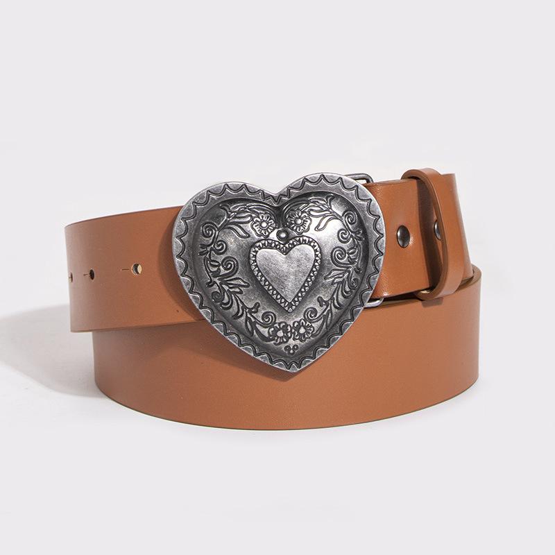 Retro Love Y2K Women's Carved Belt for Jeans and Workwear