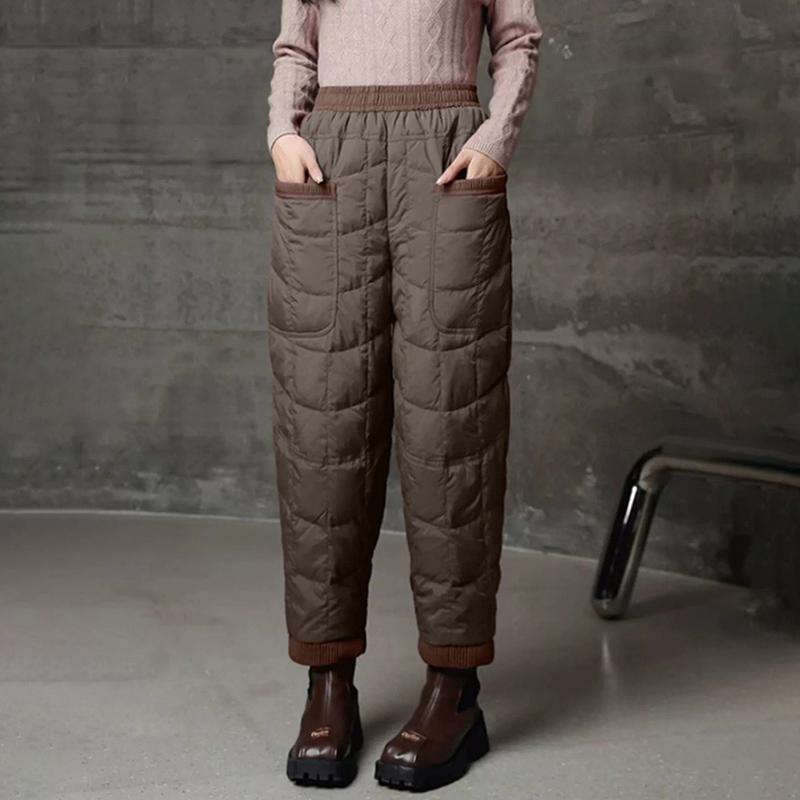 Women Warm Pants Lightweight Down Cotton Loose Large Size Casual Warm Harem Pants Warm Women's Pants