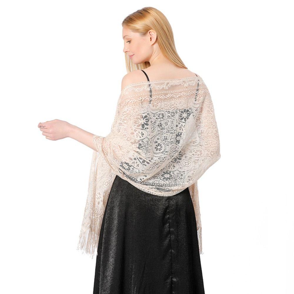 Wedding Shawl Tassel Scarves Cashew Floral Mesh Fringe Wraps  for Wedding Evening Party Dresses