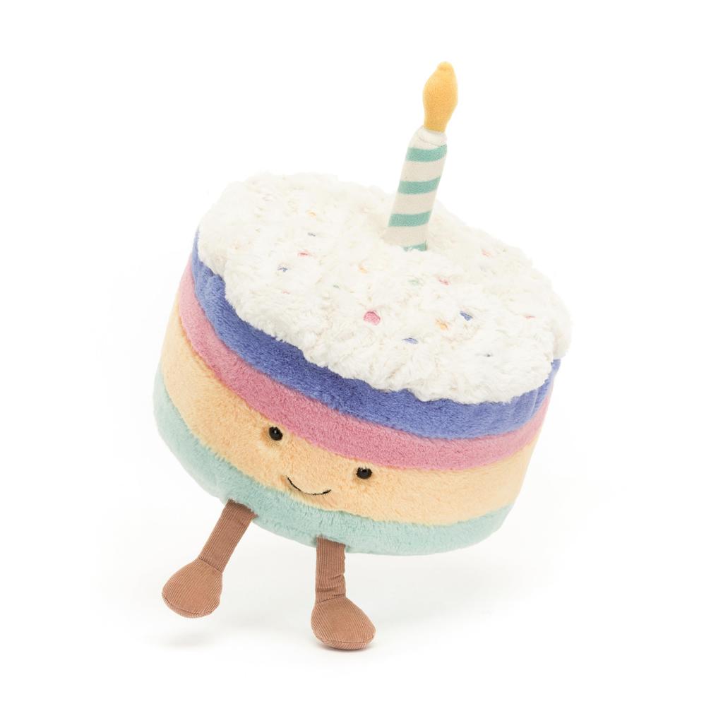 Jellycat Amuseables Rainbow Birthday Cake Plush 6 Inch Dessert Stuffed Animal Birthday Gift Toy, Medium, - -