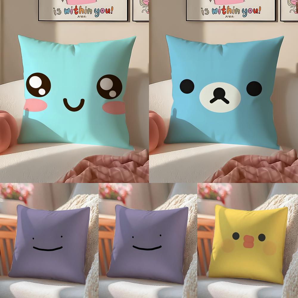 EEmoji Pattern Cushion Cover Linen Pillowcase Cover Soft Decor for Sofa Home Room