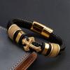 MingAo 2025 Fashion Vacuum Plating Gold Single Layer Cross Leather Bracelet  Charm Bracelet Men's Hand Jewelry for Women