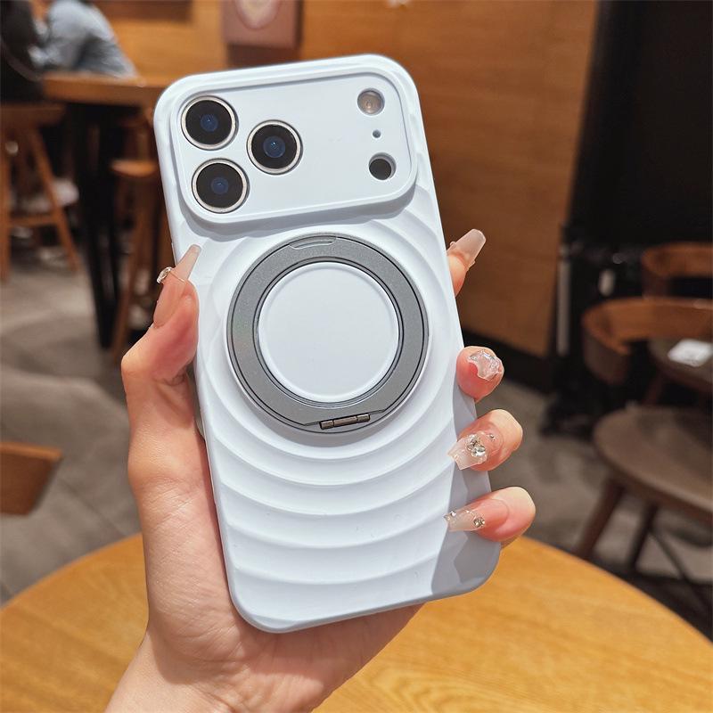 

Wave Pattern Silicone Case with 360° Rotating Stand for iPhone 17 PRO, Magnetic, Drop-Proof. iPhone 15 Pro
