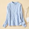Jinjue Women's 100% Merino Wool Cable Knit Half-Turtleneck Sweater