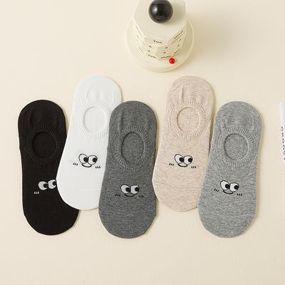 Women's Boat Socks, Spring and Summer Thin Cotton Socks That Don't Fall Off, Silicone Anti-slip Summer Invisible Socks, Eye Short Socks