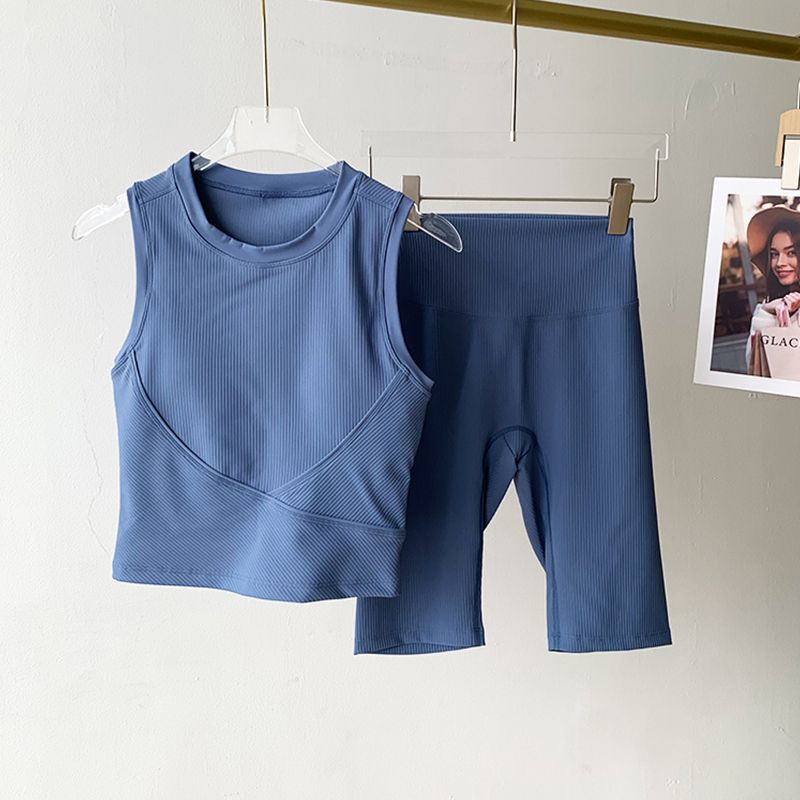Lu Same Sports Suit Women 2025 New Arrival with Chest Pad Fixed Cup High Waist Hip Lift Fitness Yoga Shorts