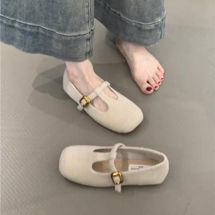 Retro Mary Jane Schuhe Damen 2025 Herbst und Winter neu Französisches Temperament elegant Feenwind Gürtel weiche Sohle Abendschuhe Einzelne Schuhe