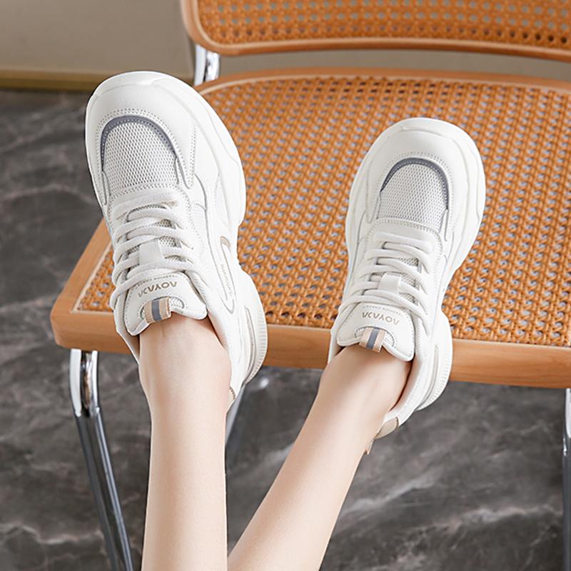 Fashion Fashion White Platform Sneakers for Women 2025 Lace Up Breathable Sport Sneakers Woman Non Slip Thick Bottom Vulcanized Shoes