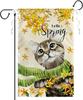 Spring Cat Garden Ag Hello Spring Yard Ag for Outside Kitty Kitten with Scarf Oral House Banners Yellow Owers Meow D SSL