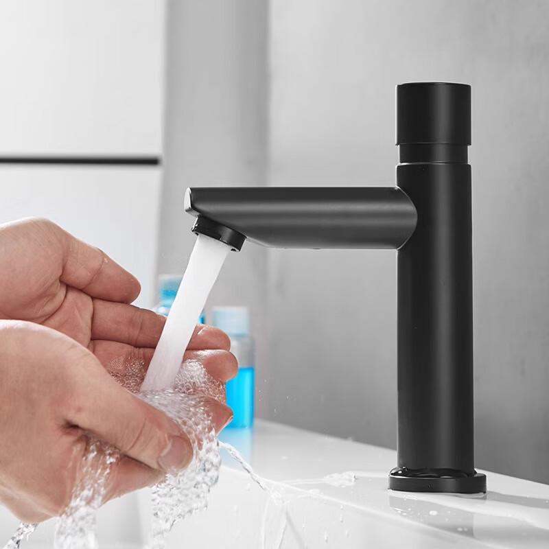 Black Stainless Steel Press-Type Basin Faucet