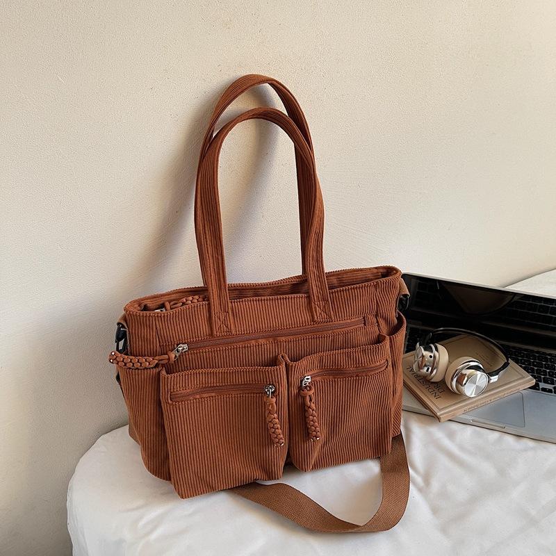 

Casual nylon cloth portable tote bag fashionable large capacity commuter shoulder messenger bag travel women s bag коричневый