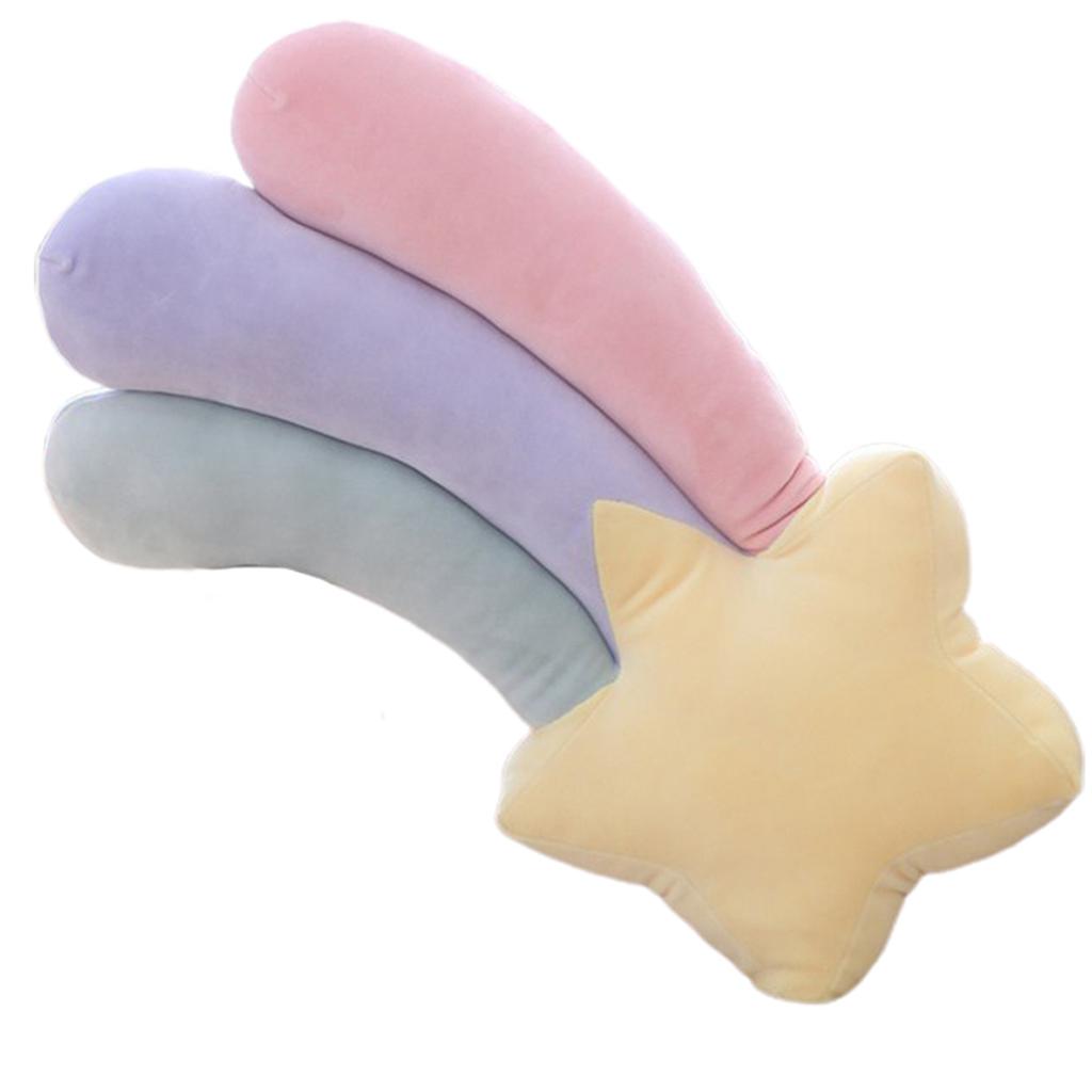 Rainbow Color Cushion Plush Toy Elastic Stuffed Plushies Back Pillow Bedside Ornament Gift For Kids Girls