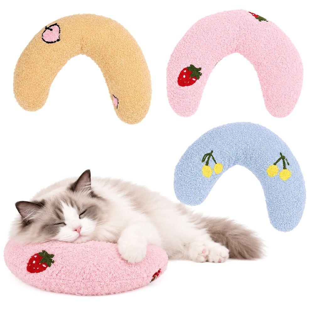 3pcs Machine Washable U Shaped Pillow Plush Fluffy Calming Pillow Pet Neck Pillow For Pets