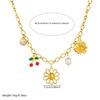 DIEYURO 316L Stainless Steel Golden Hollow Flower Cherry Pearl Pendant Necklace Women New Fashion Neck Chain Jewelry Glamorous