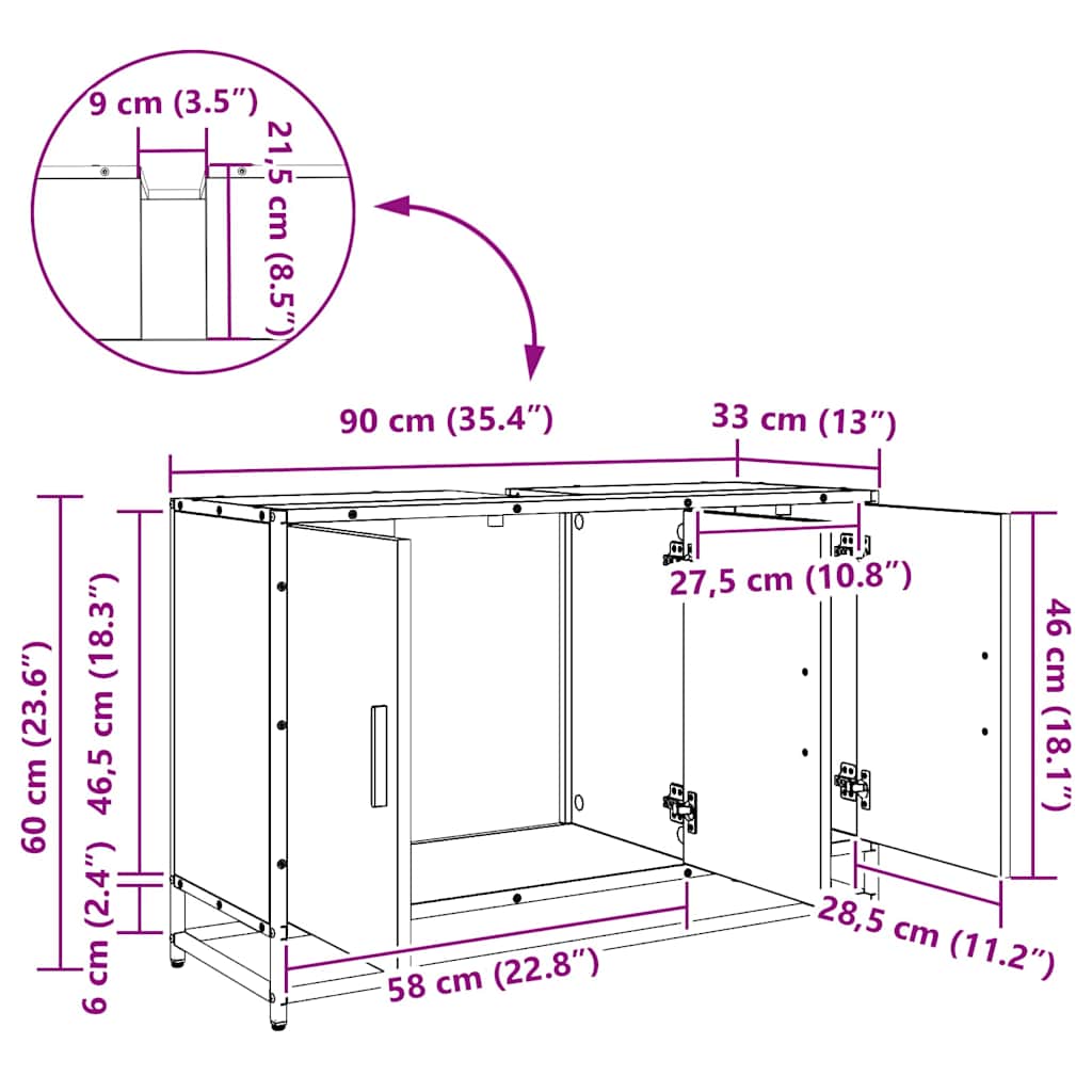 Bathroom Cabinet with Door Reclaimed Wood Look 90 x 33 x 60 cm Particleboard