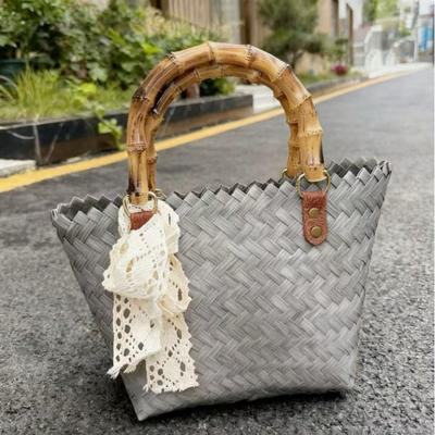2025 Bamboo Weave Women's Summer Retro Rattan-Style Handmade Large Capacity Handbag