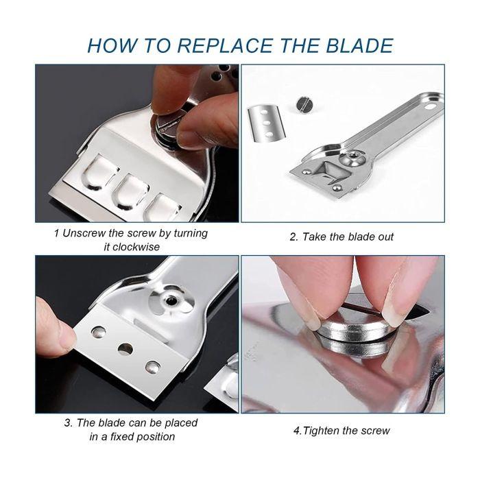 Grattoir pour plaques de cuisson - Modèle standard - Acier inoxydable - 20 lames - Poignée ergonomique antidérapante