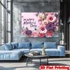 2D Fotografické pozadí Šťastný den matek, 3D Papírová květina Růže Jiřina Párty Dekorace Banner