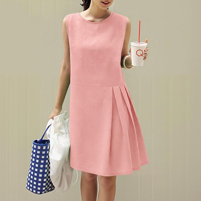 ZANZEA Abito estivo casual senza maniche con scollo rotondo da donna