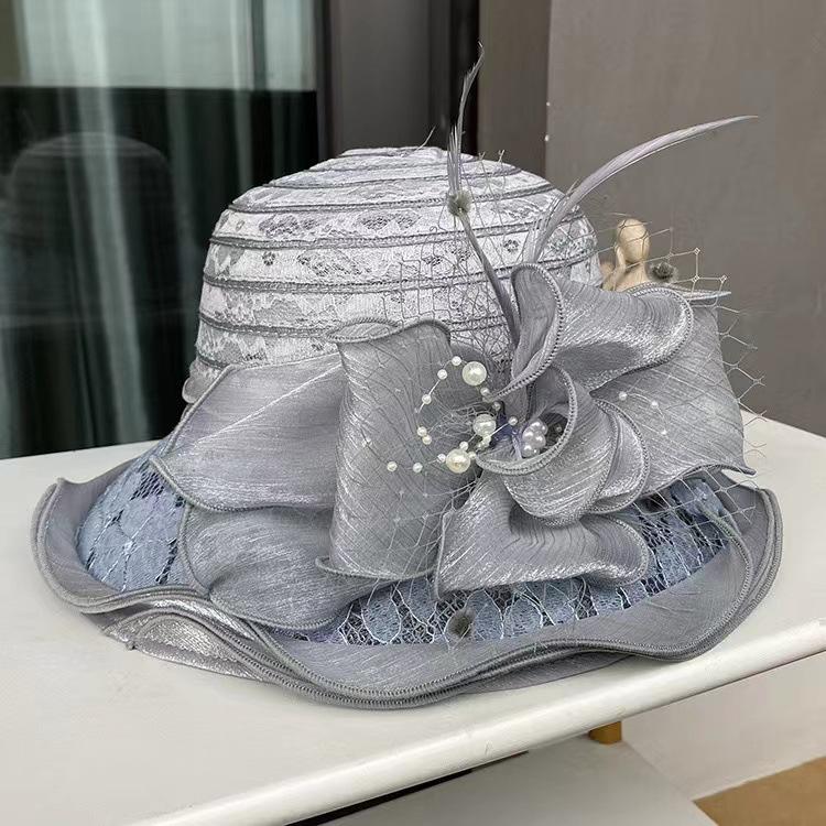 Flower Fascinators Races Καπέλα για γυναίκες Κομψά καπέλο για δεξιώσεις για κορίτσια Γυναικεία επίσημα νυφικά Καπέλα Fedora