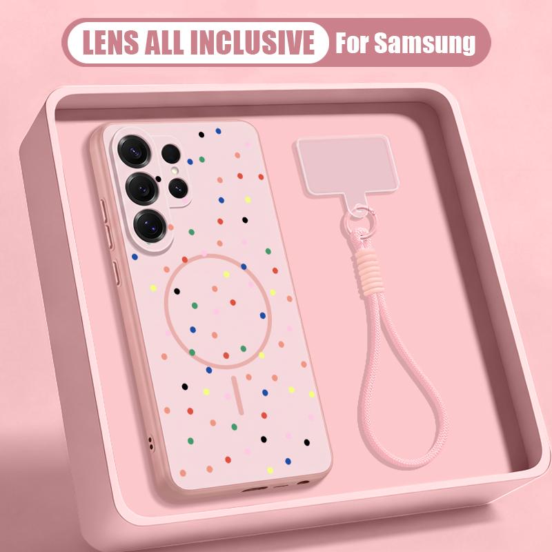 Colorful Blocks Spots Print Case For Samsung S26 Ultra S25 FE S24 S24 Plus A57 A37 A17 A56 A36 A16 A55 A35 A15 A54 5G Hybrid Magnetic Matte Cover
