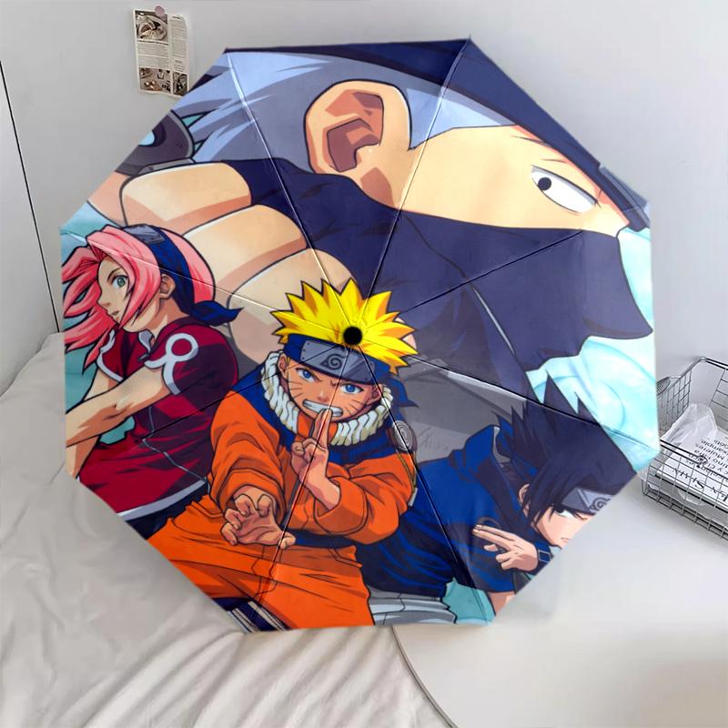 Naruto pattern, automatic folding umbrella, portable and foldable design, 8 ribs, a Christmas or birthday gift.
