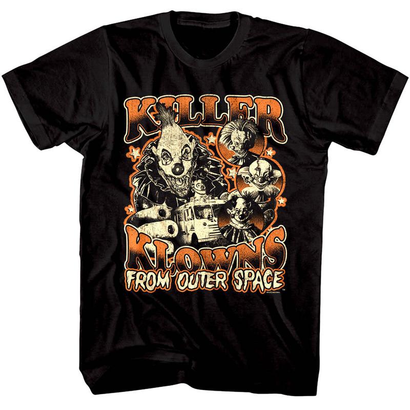 Killer Klowns Orange Flavor Unisex T-Shirt Clowns Collage Outer Space Sci-Fi L