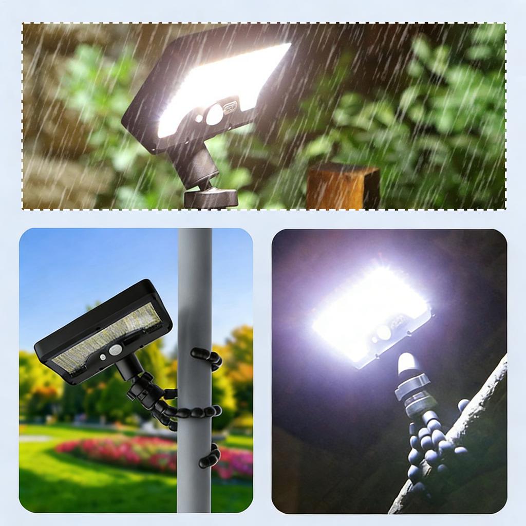 Outdoor Solar Lights With Motion Sensor 600LM 3 Color Modes Flexible Tripod Portable Waterproof Camping Lantern For Backyard