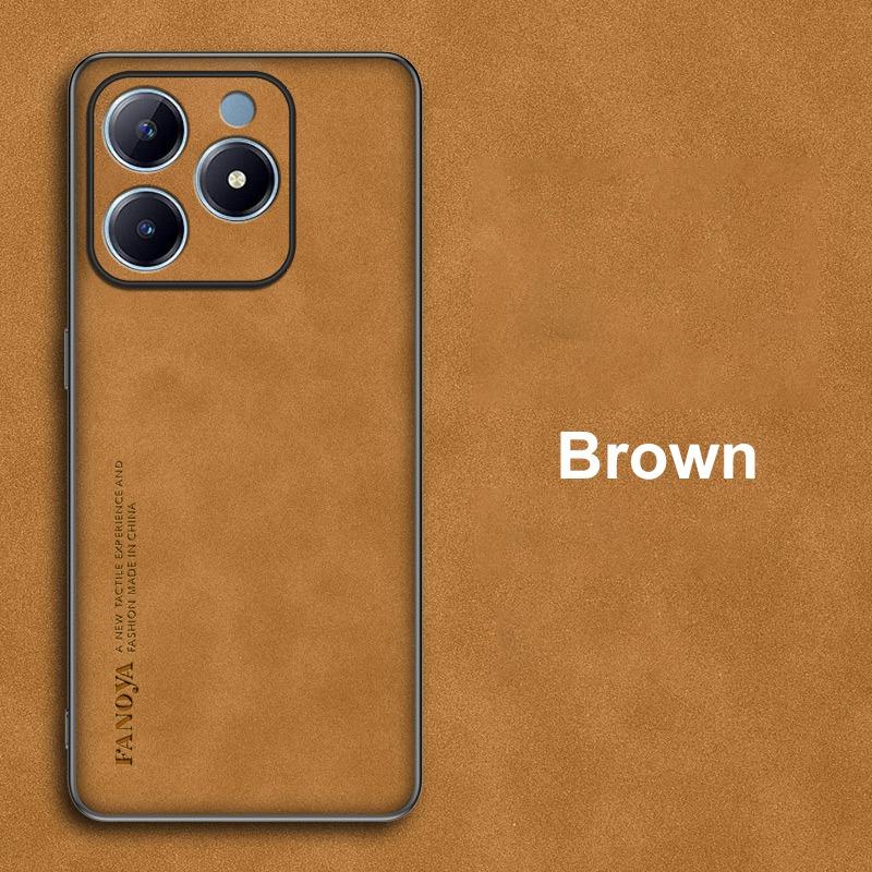 

Для Realme C63 4G чехол Роскошный чехол для телефона из искусственной кожи Для Realme C61 C63 Narzo N63 задняя крышка Матовый силиконовый противоударный защита For Realme C61 коричневый