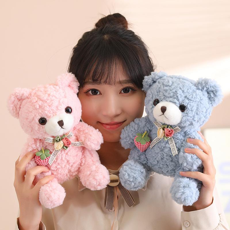 Sitting Strawberry Bear Teddy Bear Doll Plush Toy Hug Bear Doll Girlfriend Valentine's Day Gift