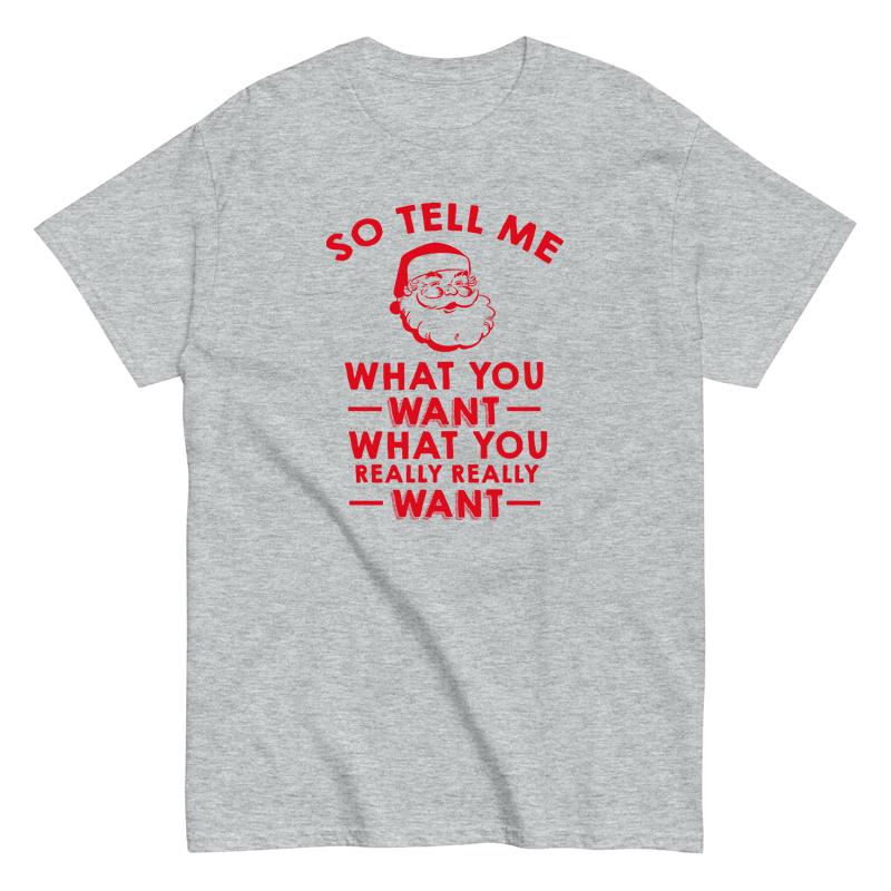 So Tell Me Santa Claus Funny Print TShirt Oversized Unisex Short Sleeve Vintage Style Top Christmas Sweater Y2k Top