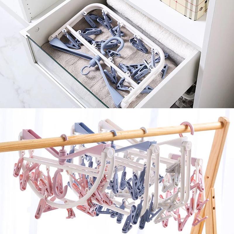 8/32 Sock Clip Multifunctional Sock Drying Clip Cloth Hanger Household Sock Drying Clip 12 Sock Clip Foldable Sock Drying