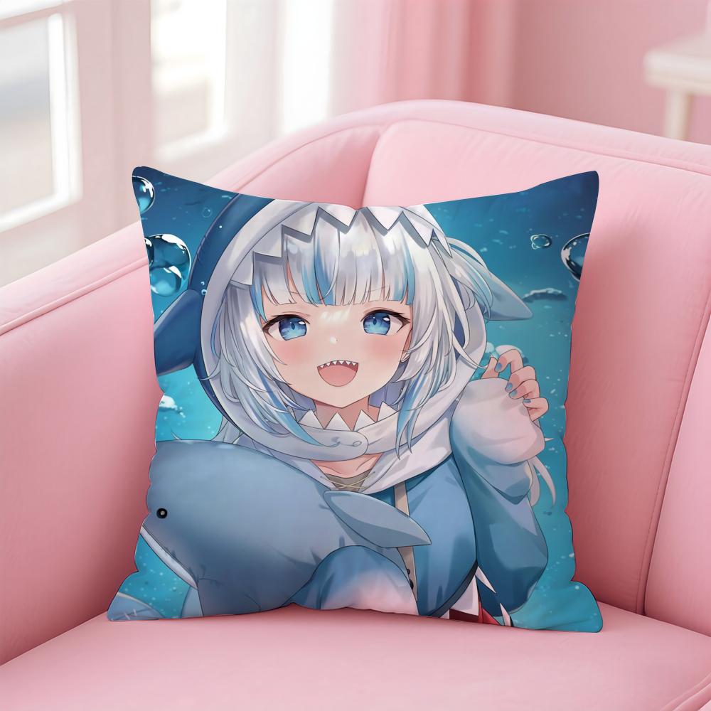 Hololive EN Gawr GuraG Cushion Cover Pillow Case Soft Skin Friendly Fabric  Concealed Zipper