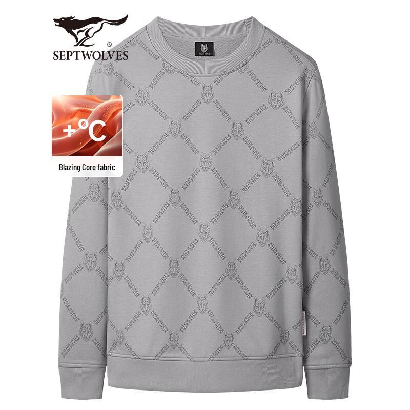 Septwolves Men s Wolf Head Print Long Sleeve Thermal T-shirt L