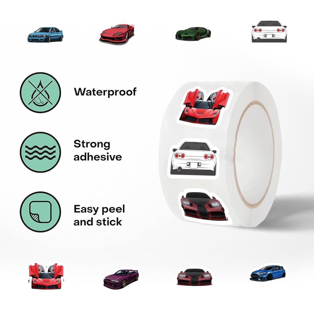 500Pcsroll Children Cars Reward Stickers School Students Cartoon Encouragement Sticker For Kids Scrapbooking Label Decoration