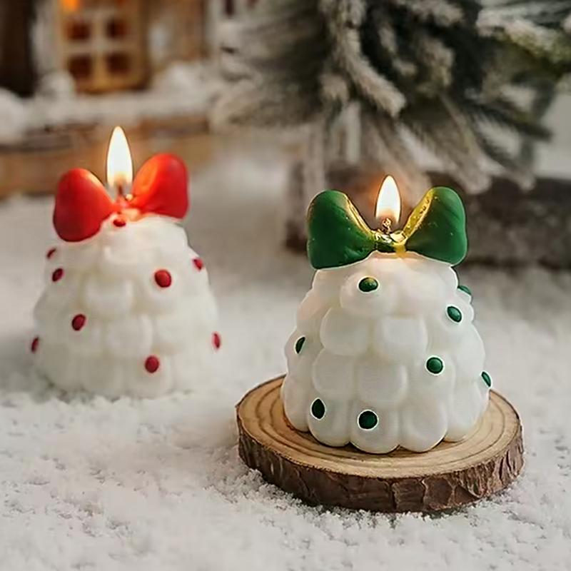 1PC Soy Wax Handmade Fragrance Gifts Bow Christmas Tree Xmas Candle Atmosphere Tree Shape Ornaments Multiple Options Available