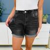 High Waist Elastic Waist Mid Length Shorts-Casual High Waisted Denim Shorts,Stretch Jean Shorts With Adorable Double Pockets
