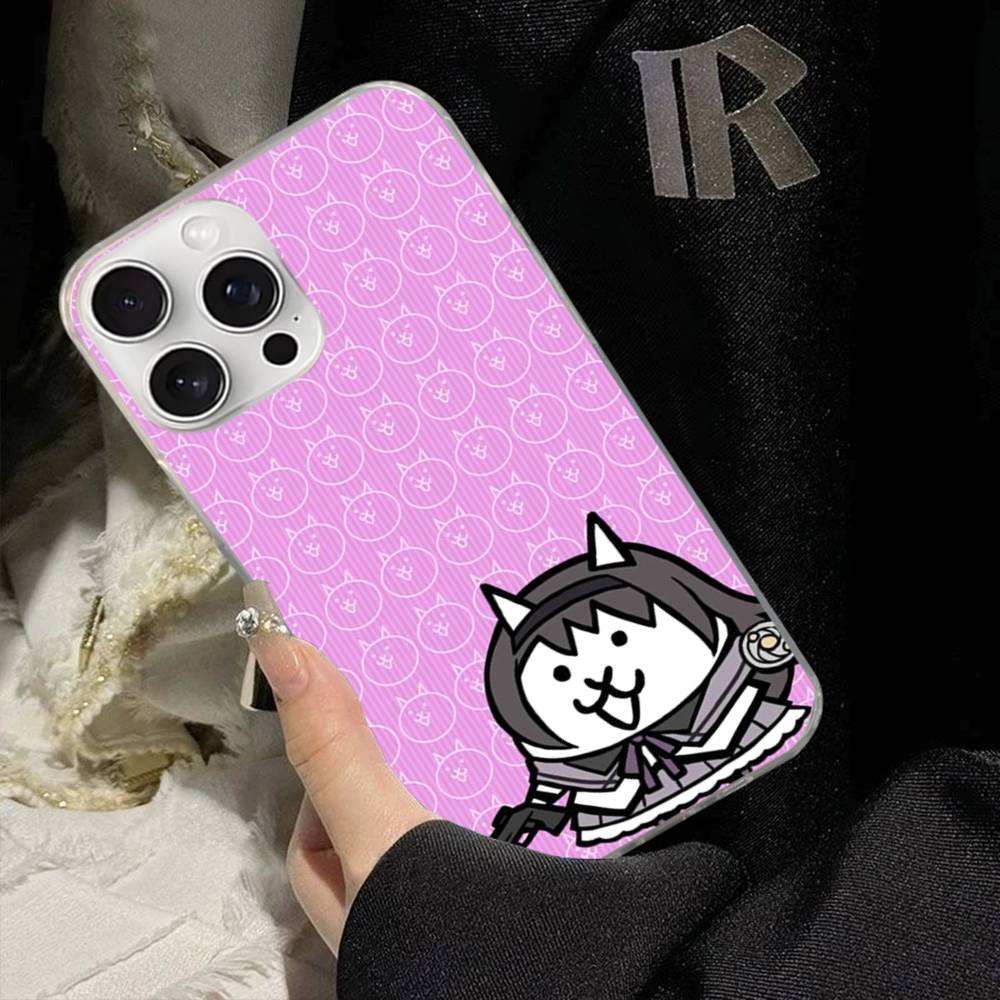 B-Battle Cats Anime Game For IPhone 17 16 15 14 Plus 13 12 11 Pro Max Phone Cover Back Satin Colorful Surface