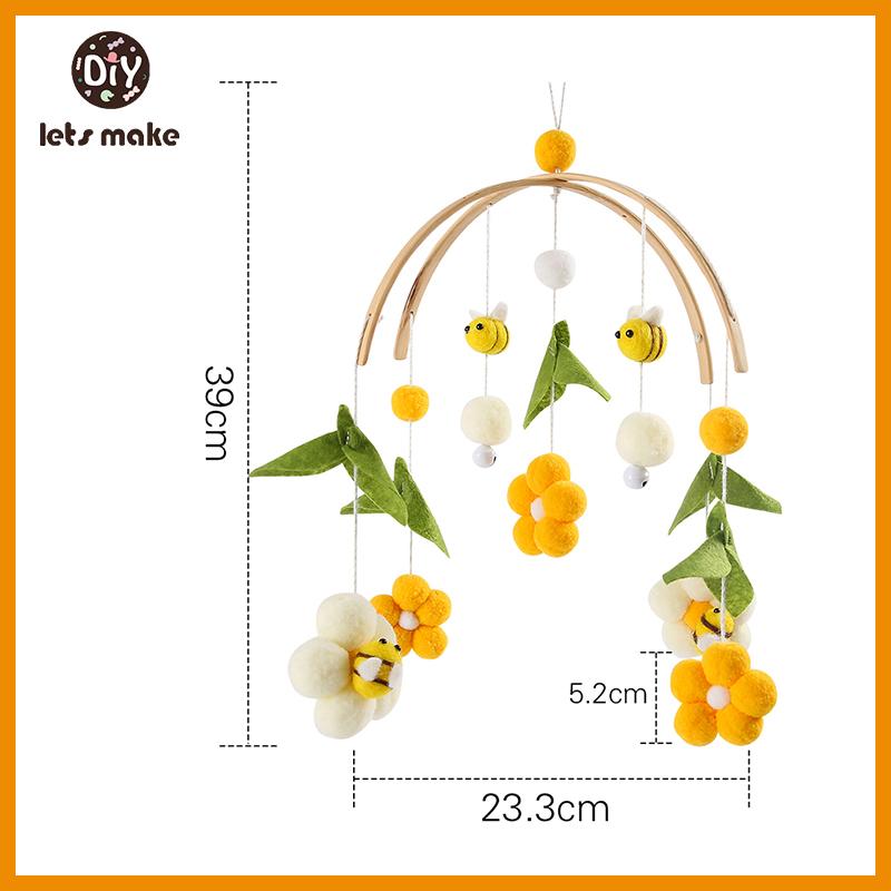 Let's Make Wooden Baby Rattles Soft Felt Cartoon Bear Cloudy Star Moon Hanging Bed Bell Mobile Crib Montessori Education