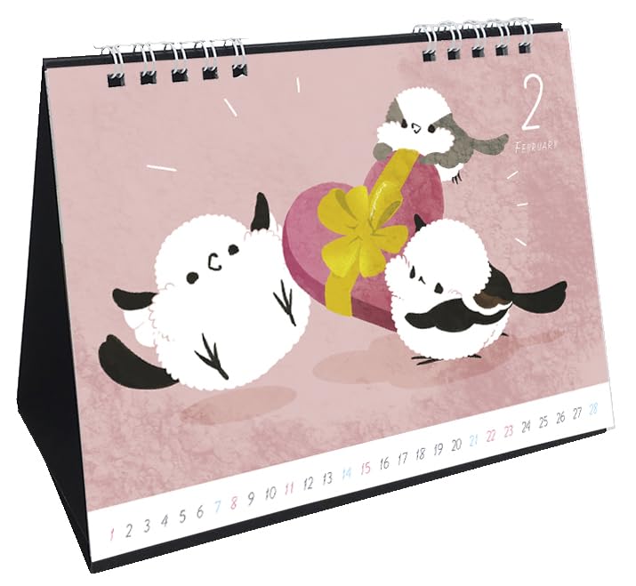Piyo Techo Seasonal Tit January Start Long-tailed Calendar, Desk, 2026,