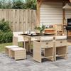 Vidaxl 9-Cz. Garden Furniture Set With Cushions, Beige, Poly Rattan