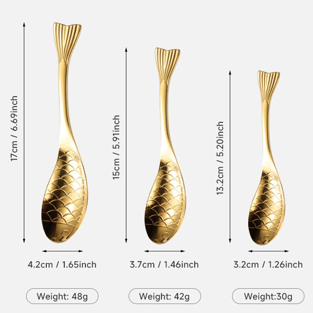 Food Grade Metal Dessert Spoon Unique Fish-Shaped Design Festive Holiday Buffets