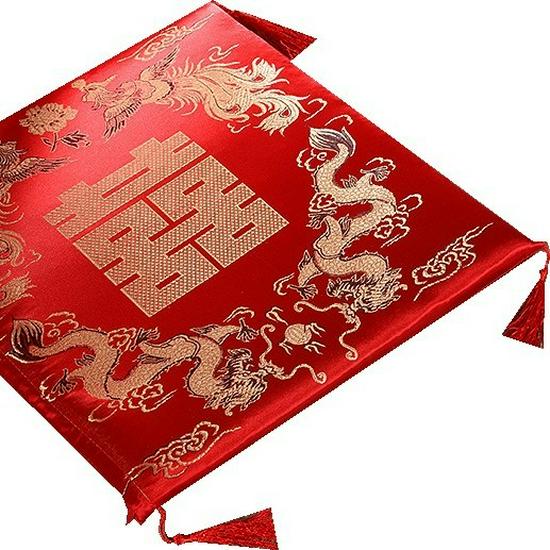 Red Chinese Style Festive Kneeling Cushion - Square Seat for Bay Window and Wedding Decor, with Free Shipping