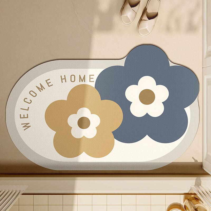 

Household Bathroom Diatom Mud Soft Floor Mats Fresh Small Flowers Water Absorption and Anti-slip Wear-resistant Bathroom Special Bathroom Door Mats 40 * 60cm