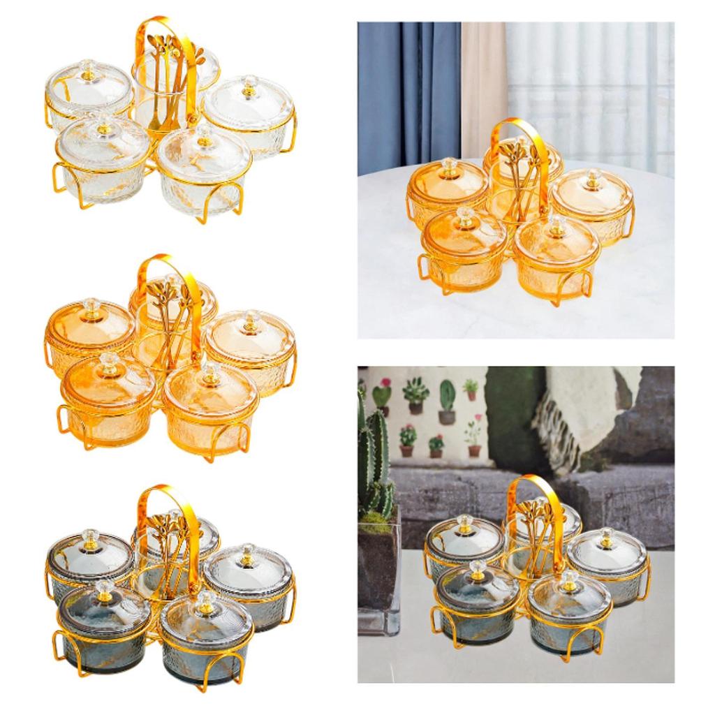 Dried Fruit Plate Luxury with 5 Fruit Forks Food Storage Box Ornament Appetizer Plate for Candy Cookies Cakes Fruit Dining Room