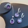 Jewelry Set Three Piece Oval European and American Style Tanzanite Crystal